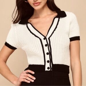 Emerson Lang Short Sleeve Young Contemporary Waffle Cropped Cardigan size XL